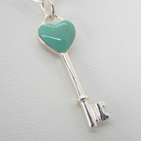 TIFFANY/ 925/blue enamel heart key pendant/necklace - Picture 5 of 10